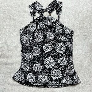 Studio Black and White Swirl Halter Top